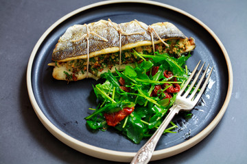 Stuffed sea bass 