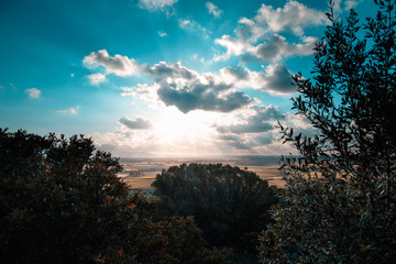 Dramatic sunset on the hill
