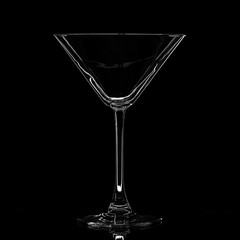 vermouth martini glass empty on a black background