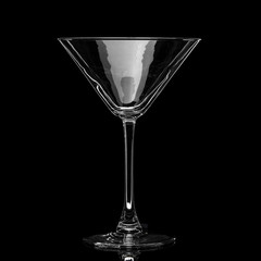 vermouth martini glass empty on a black background