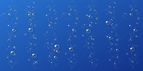 Transparent water or soap foam, isolated on blue background, easy to edit, 10 EPS