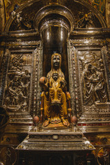 MONTSERRAT,SPAIN - APRIL 17 2019: The famous Black Madonna of Montserrat