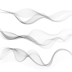 set of abstract lines with grey waves with gray bands isolated on white background. vector illustration