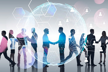 Business people and global social connection