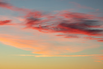 Beautiful vivid color sunset clouds after sunset