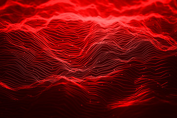 Abstract red neon light waves background © ImageFlow