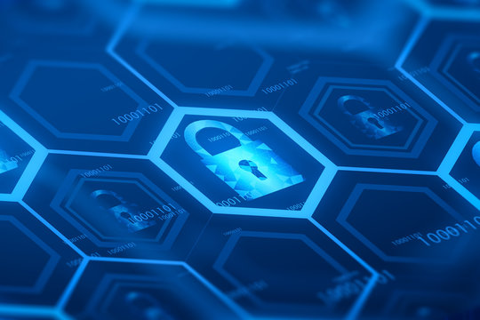 Blue online security digital button