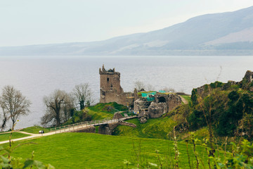 Urquhart Castle with cloudy Sky