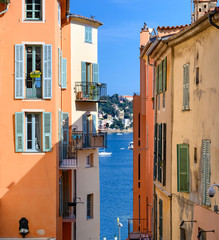 Fototapeta na wymiar View of old town in Villefranche-sur-Mer , Cote d'Azur, French Riviera, close to Nice.
