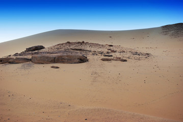 View of Nubian desert near Nile river, egypt 