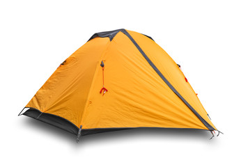 Orange closed tourist a tent