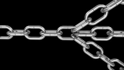 Fototapeta premium 3D rendering Chains connected by link. Connected group leadership teamwork concept.