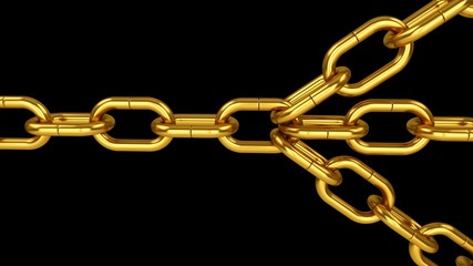 Fototapeta premium 3D rendering Chains connected by link. Connected group leadership teamwork concept.