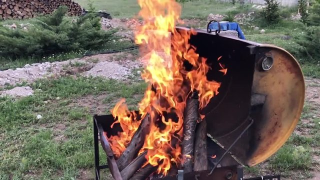Barbecue fire in the nature