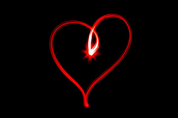 Red & Black Light Painting Heart