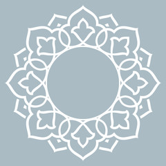 Decorative frame Elegant vector element for design in Eastern style, place for text. Floral blue border. Lace illustration for invitations and greeting cards