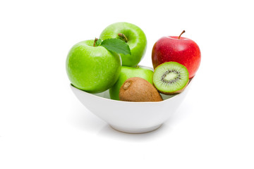Diet, healthy fruit  in the white bowl - healthy breakfast. Still Life of Fruit