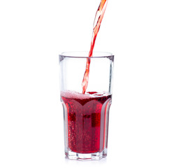 Cherry juice in a glass on white background isolation
