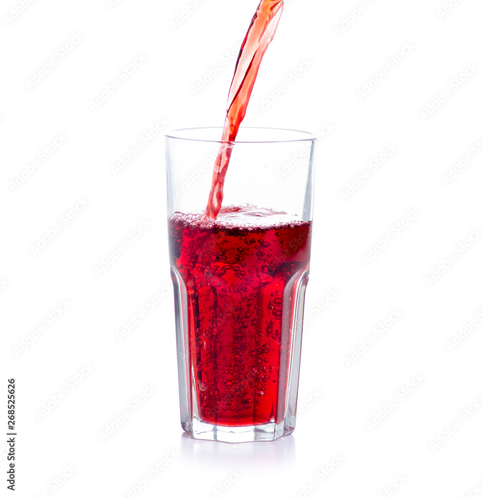 Canvas Prints Cherry juice in a glass on white background isolation