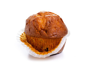 Muffin sweet bakery on white background isolation