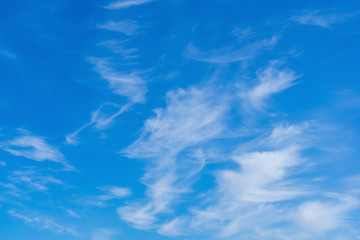 Fototapeta na wymiar Cirrus clouds on a blue spring sky. Background.