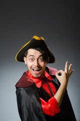 Man pirate against dark background