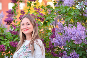 spring girl enjoying peaceful romantic season