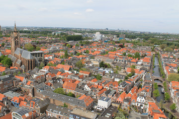 Fototapeta na wymiar Panoramic view - Delft downtown