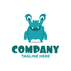 Modern funny child character monster logo