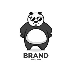 Modern character panda with glasses logo