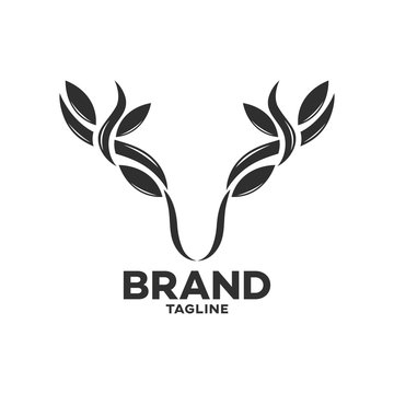 Modern Deer With Leaf Horns Logo