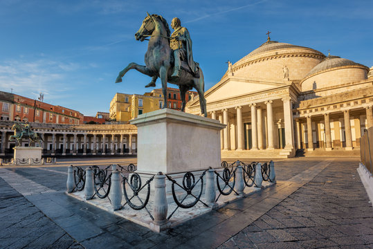 Naples, Italy, Piazza del Plebiscito square - Powered by Adobe