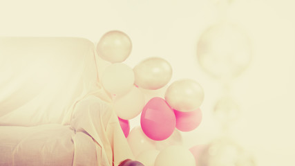 Interior with balloons and sofa