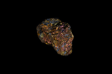 Raw Chalcopyrite Mineral on Black