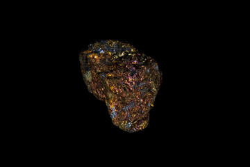 Raw Chalcopyrite Mineral on Black