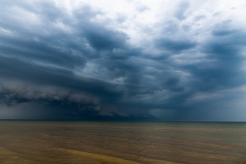 Fototapeta na wymiar Dark clouds over Baltic sea.