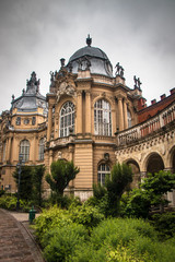 Obraz premium Vajdahunyad castle in the city park in a Budapest, capital of Hungary.