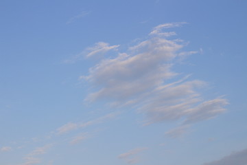 Dramatic evening blue sky with clouds, background