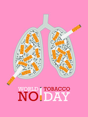 World on tobacco day. Lung is an ashtray.