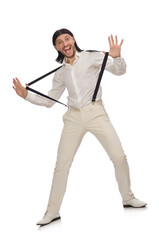 Man in funny concept isolated on white