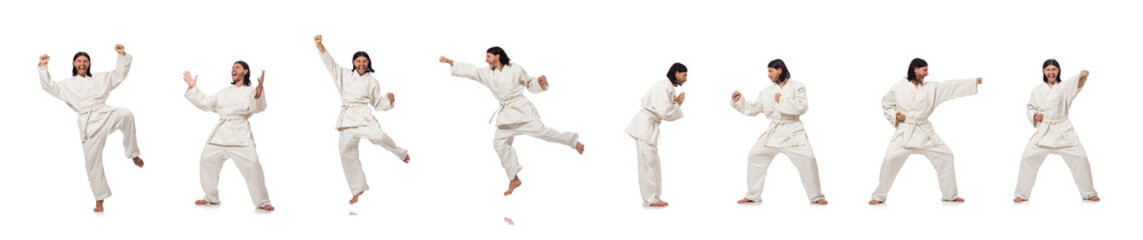 Karate fighter isolated on white