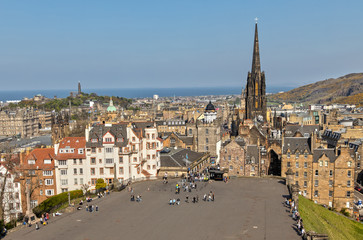 Obraz premium View over the Esplanade and the Hub in Edinburgh Scotland