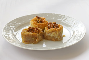 Nightingale nest dessert in a white plate