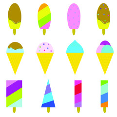 EPS 10 vector. Set of ice creams on white background.