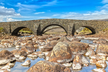Fototapeta na wymiar Old Sligachan Bridge on Isle of Skye in Scotland