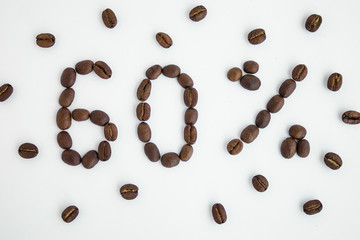  Percent sign, 60%, discount, promotion, coffee beans