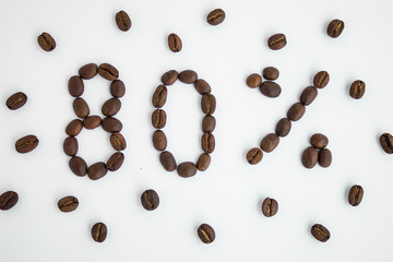  Percent sign, 80%, discount, promotion, coffee beans