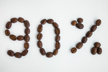  Percentage sign, 90%, discount, promotion, coffee beans