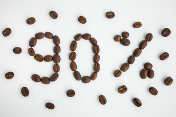  Percentage sign, 90%, discount, promotion, coffee beans