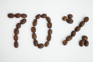  Percentage sign, 70%, discount, promotion, coffee beans